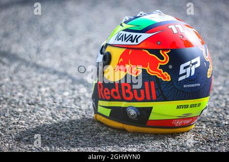 The helmet of Sergio Perez (MEX) Red Bull Racing.  12.03.2021. Formula 1 Testing, Sakhir, Bahrain, Day One.  Photo credit should read: XPB/Press Association Images. Stock Photo