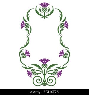 Floral design. Floral frame made of flowers and leaves of thistle Stock Vector