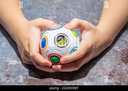 Magic Rainbow Ball Fidget Ball Speed Cube Puzzle Ball Cube Brain Teasers Educational Toy for Kids, Adults Stock Photo