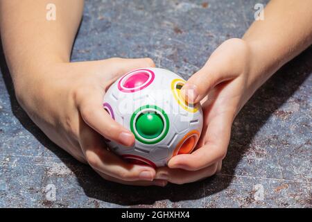 Magic Rainbow Ball Fidget Ball Speed Cube Puzzle Ball Cube Brain Teasers Educational Toy for Kids, Adults Stock Photo