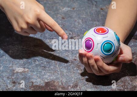 Magic Rainbow Ball Fidget Ball Speed Cube Puzzle Ball Cube Brain Teasers Educational Toy for Kids, Adults Stock Photo