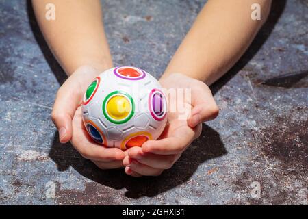 Magic Rainbow Ball Fidget Ball Speed Cube Puzzle Ball Cube Brain Teasers Educational Toy for Kids, Adults Stock Photo