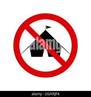 Sign no camping tourist tent icon forbidden Vector Image Stock Vector ...