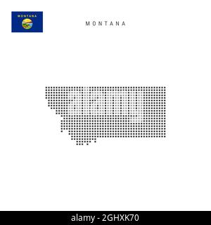 Square dots pattern map of Montana. Dotted pixel map with flag isolated ...
