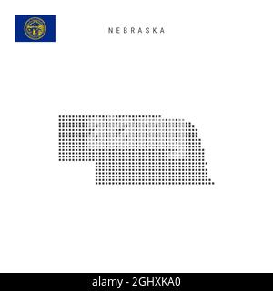 Square dots pattern map of Nebraska. Dotted pixel map with american ...