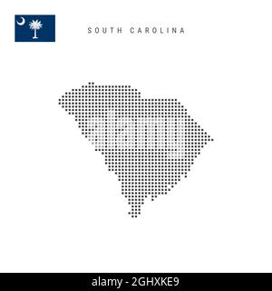 South carolina Map Silhouette Pixelated generative pattern illustration ...