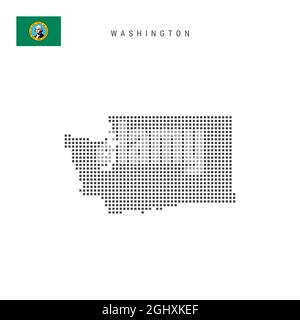Square dots pattern map of Washington. Dotted pixel map with american ...