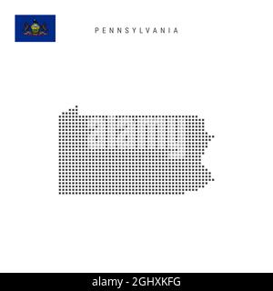 Square dots pattern map of Pennsylvania. Dotted pixel map with american ...