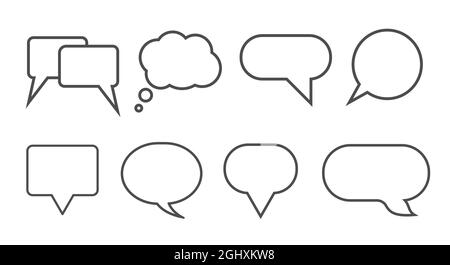 Blank empty line speech bubbles for infographics. Speech bubble flat vector illustration isolated on white. Stock Vector