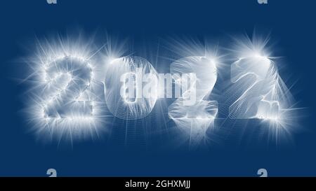 Sparkling '2022' on a dark blue background. Creative vector graphic new year template Stock Vector