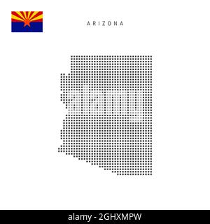 Square dots pattern map of Arizona. Dotted pixel map with flag isolated ...