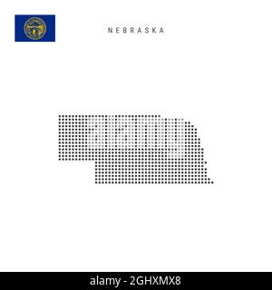 Square dots pattern map of Nebraska. Dotted pixel map with american ...