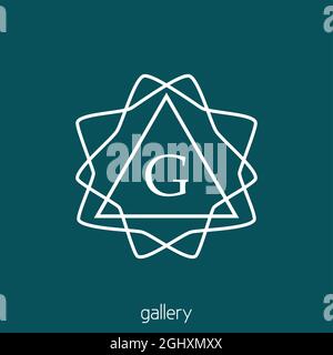 Abstract linear simple logo with letter G for gallery or other. Hipster vector monogram Stock Vector