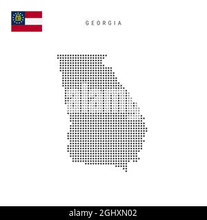 Square dots pattern map of Georgia. Dotted pixel map with national flag ...