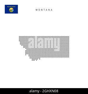 Square dots pattern map of Montana. Dotted pixel map with flag isolated ...