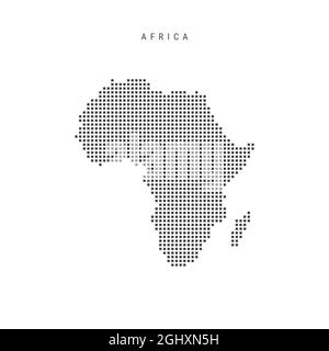 Square dots pattern map of Africa. Dotted pixel map isolated on white background. Vector illustration. Stock Vector