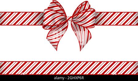 Christmas candy cane gift bow cartoon flat set. White red line traditional  lollipop sugar caramel dessert holidays xmas new year gift ornament  decoration striped candy icon isolated white background Stock Vector Image