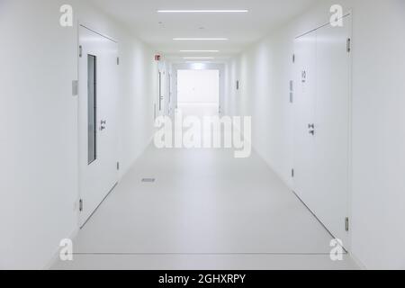 Chemnitz, Germany. 08th Sep, 2021. An empty corridor in a research wing of Chemnitz University of Technology. The university announced on the same day that Professor Oliver G. Schmidt, renowned researcher in the field of micro- and nanotechnology and Leibniz Prize winner, will be moving to the TU on 16 September. His fields of research include ultra-flexible microchips on soft, stretchable materials. Specifically, this involves tiny supercapacitors for use in biomedicine or microelectronic robots that are smaller than one millimeter. Credit: Jan Woitas/dpa-Zentralbild/dpa/Alamy Live News Stock Photo