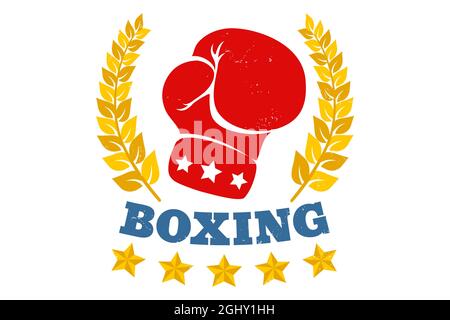 Vector vintage logo for a boxing with glove. Vintage logo for boxing. Stock Vector