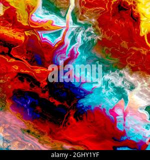 3D Colorful Abstract Wallpaper, high resolution texture, vivid bright colors, much red and aqua Stock Photo