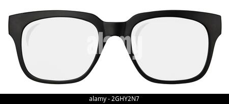 Isolated Retro Black Thick Framed Glasses On A White Background Stock Photo