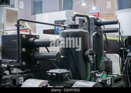 Part of automatic plastic injection molding machine Stock Photo
