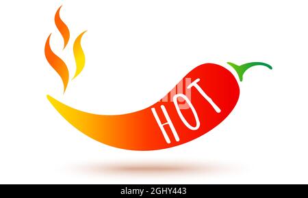 Vector illustration of chilli pepper with flame. Vector icon of red chili pepper in fire. Stock Vector