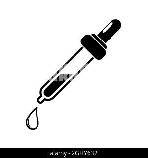 Dropper icon. Medical bottle pipette.Silhouette design. Vector illustration isolated on white. Stock Vector