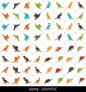 Dinosaur seamless pattern Vector. Tyrannosaurus, brontosaurus, stegosaurus, triceratops Stock Vector
