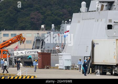 Kanagawa, Japan. 07th Sep, 2021. A frigate of the Royal Netherlands Navy. HNLMS Evertsen (F805), the fourth ship of the De Zeven Provinschen class frigates, called at Yokosuka Air Base, Japan, from 5 September 2021 to 7 September 2021. on September 7, 2021 in Tokyo, Japan. (Photo by Kazuki Oishi/Sipa USA) Credit: Sipa USA/Alamy Live News Stock Photo