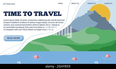 Vector illustration banner template for travel light to the sea, in a flat style. Stock Vector