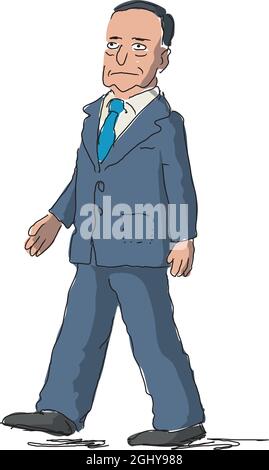 Caricature drawing of the Prime Minister of the Italian Republic, Mario Draghi Stock Vector