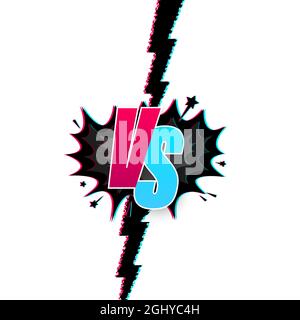 Vintage cartoon advertising with vs pop style. Cartoon style. Glitch icon. Stock Vector