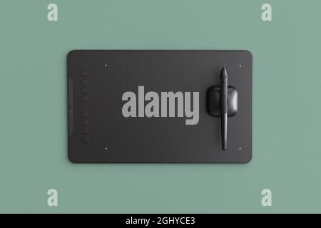 Calculator on green background. Back to school Stock Photo