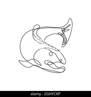Lake Trout Jumping Up Continuous Line Drawing 3526004 Vector Art at Vecteezy