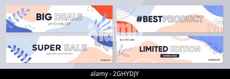 Sale banner template collection for promotion sale. Editable banner for social media, website and internet ads. Stock Vector