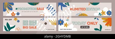 Sale banner template collection for promotion sale. Editable banner for social media, website and internet ads. Stock Vector