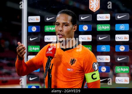 AMSTERDAM, NETHERLANDS - SEPTEMBER 7: Virgil van Dijk of the Netherlands during the 2022 FIFA World Cup Qualifier match between Netherlands and Turkey at the Johan Cruijff ArenA on September 7, 2021 in Amsterdam, Netherlands (Photo by Broer van den Boom/Orange Pictures) Stock Photo