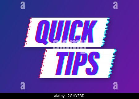 Quick tips glitch icon badge. Ready for use in web or print design. Vector stock illustration. Stock Vector