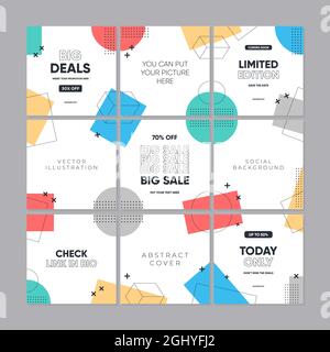 Sale square banner template for social media posts, mobile apps, banners design, web or internet ads. Trendy abstract square template Stock Vector