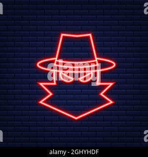 Cyber attack. Data Phishing with fishing hook, laptop, internet security. Neon style. Vector illustration. Stock Vector
