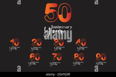 Set Year Anniversary Logo Vector Template Design Illustration Stock Vector