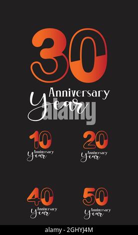 Set Year Anniversary Logo Vector Template Design Illustration Stock Vector