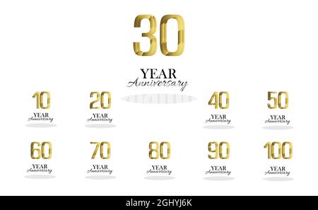 Set Year Anniversary Logo Vector Template Design Illustration Stock Vector