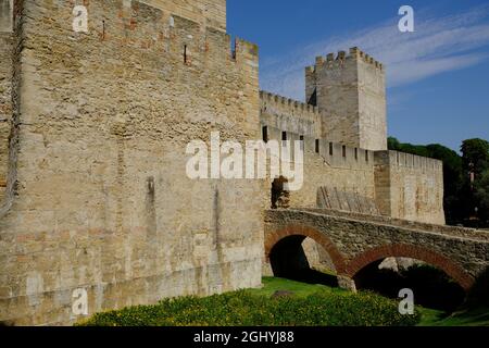Portugal Lisbon - Sao Jorge Castle - Castelo de S. Jorge entrance gate Stock Photo