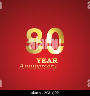 80 Year Anniversary Logo Vector Template Design Illustration Stock Vector