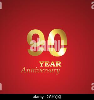 90 Year Anniversary Logo Vector Template Design Illustration Stock Vector