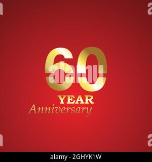 60 Year Anniversary Logo Vector Template Design Illustration Stock Vector