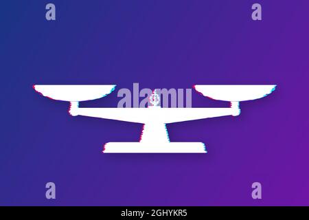 Scales icon. Glitch icon. Libra isolated on white background. Vector ...