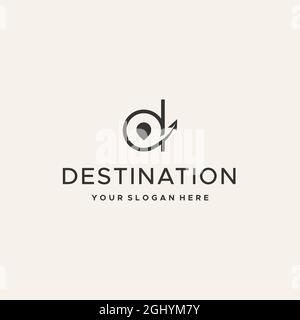flat Lettermark initial D lane plane logo design  Stock Vector